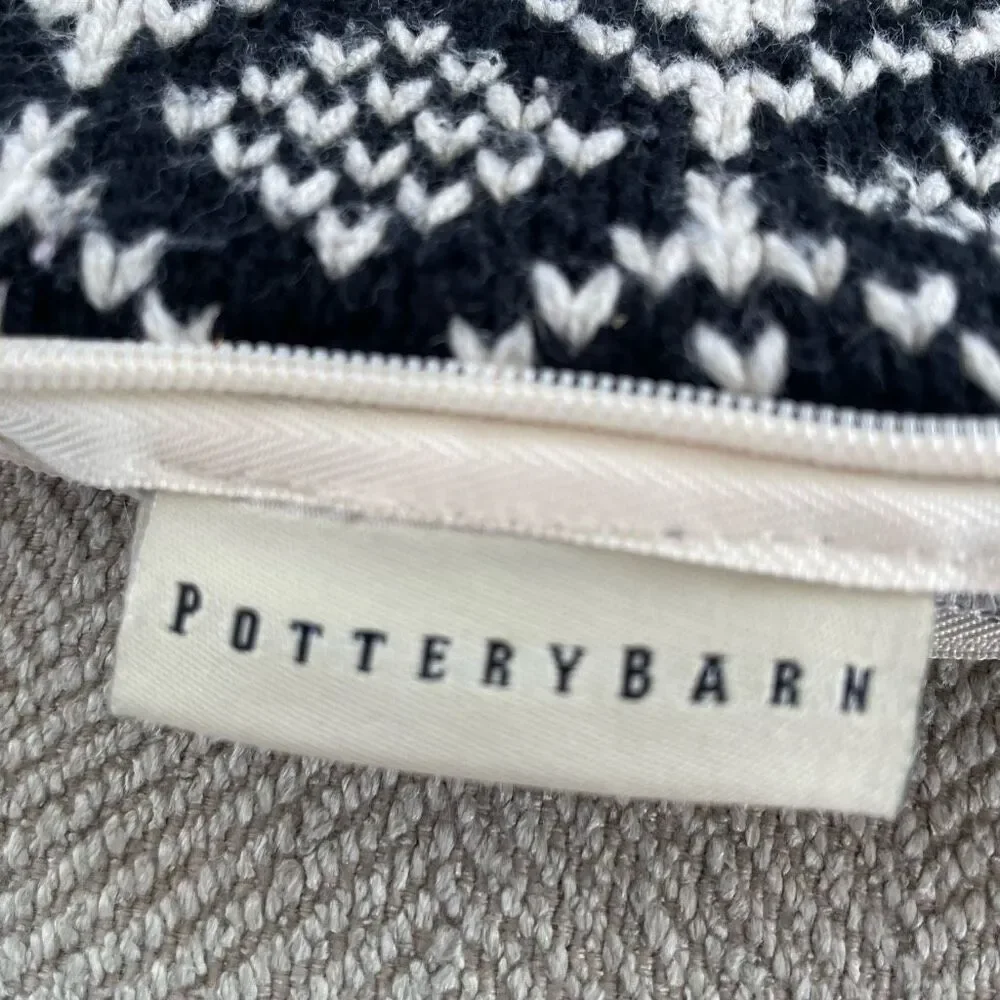 Pottery Barn Lexington Fair Isle Sweater Knit Square Pillow Cover Black Red